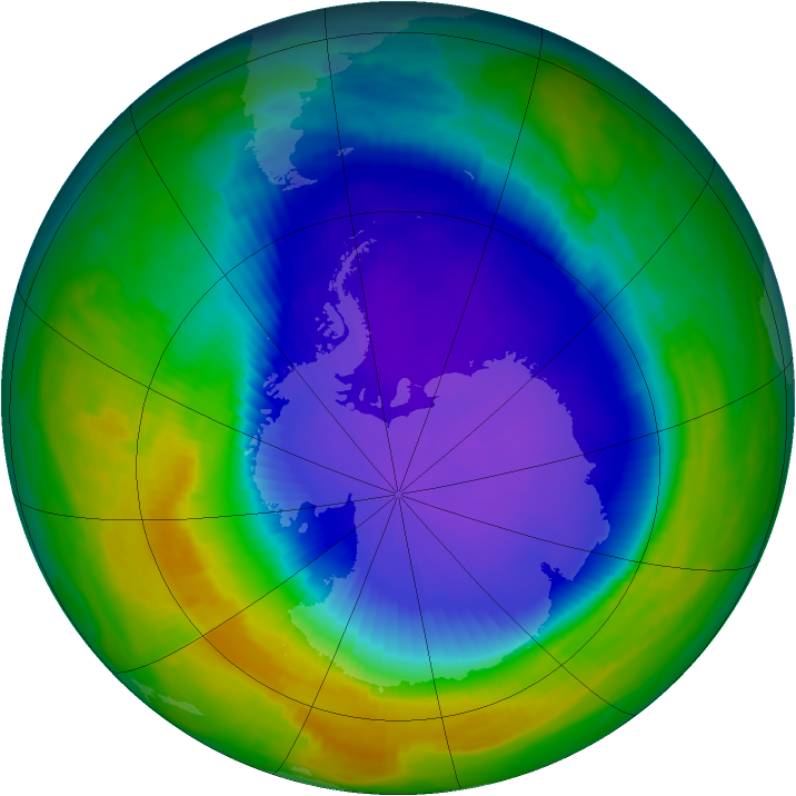 Antarctic ozone map for 14 October 1997